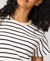 Cable & Gauge Women's Striped Crewneck Relaxed Tee