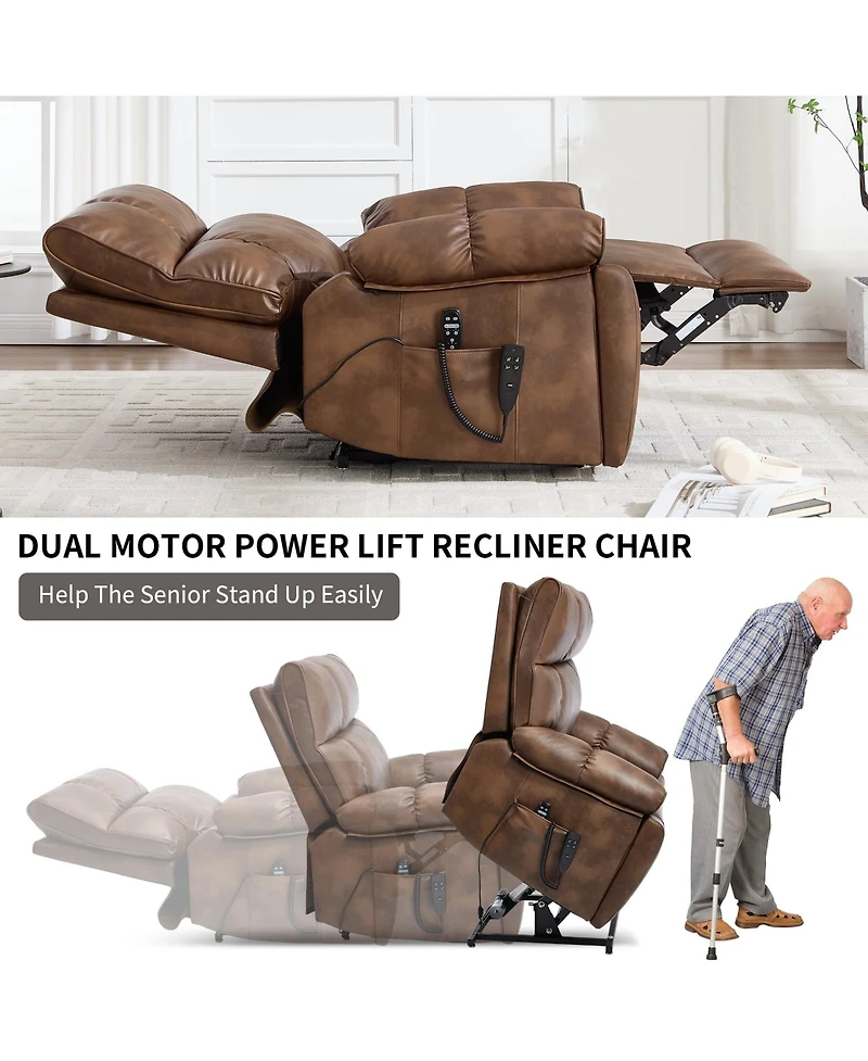 Boyel Living Massage Dual Motor Infinite Position Recliners Electric Lift Chair with Cup Holders and Power-Remote
