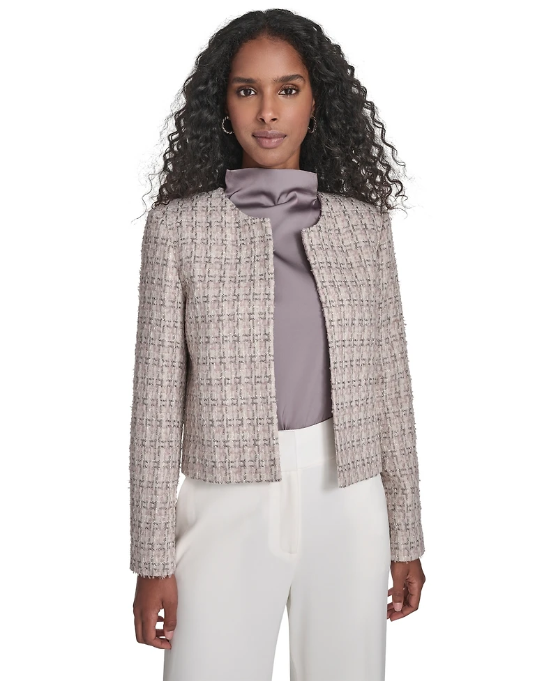 Calvin Klein Women's Tweed Open Front Jacket