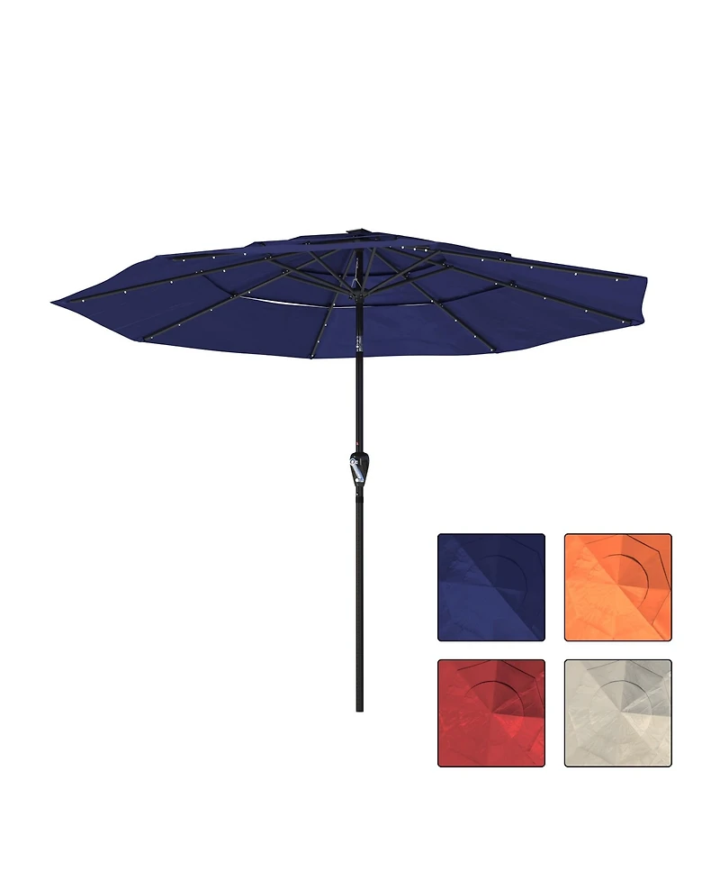 Clihome 3-Tier Patio Umbrella with Led Lights 10ft Outdoor Table Large Pool For Deck, Pool, Garden,