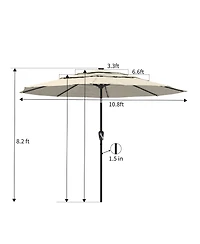 Clihome 3-Tier Patio Umbrella with Led Lights 11ft Outdoor Patio Table Umbrella Large Umbrella Pool Umbrella For Deck, Pool, Garden, Patio