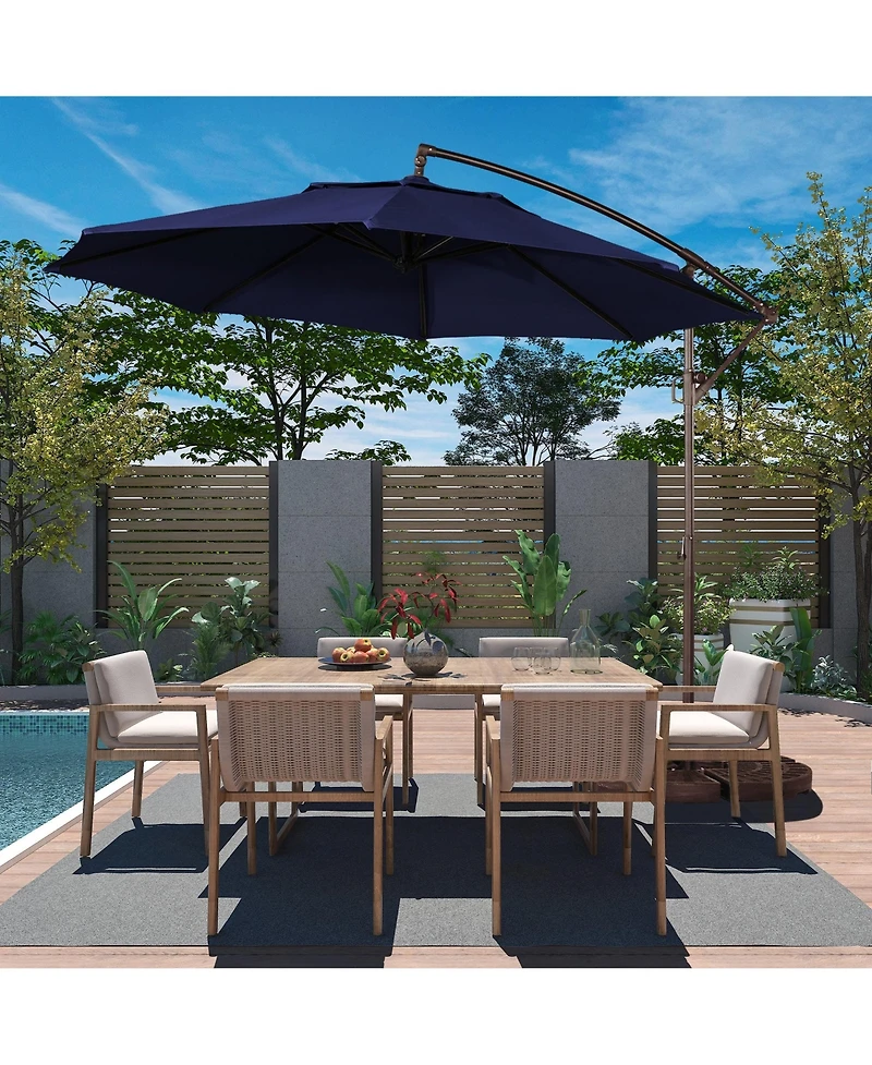 Clihome 11 ft. Iron Outdoor Cantilever Patio Umbrella 360° Rotation Offset
