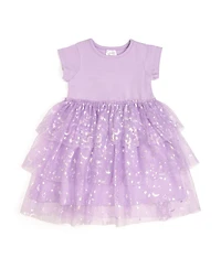 Sweet Wink Toddler Girls Lilac Star and Moon Halloween Short Sleeve Tutu Dress