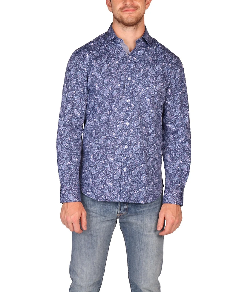 Tailorbyrd Men's Floral Paisley Long Sleeve Shirt