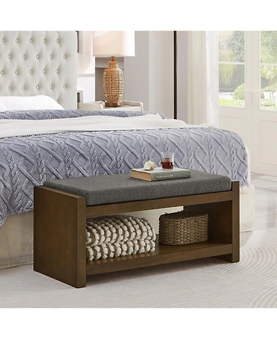 Streamdale Furniture 40" Accent Bench with Shoe Rack Granite