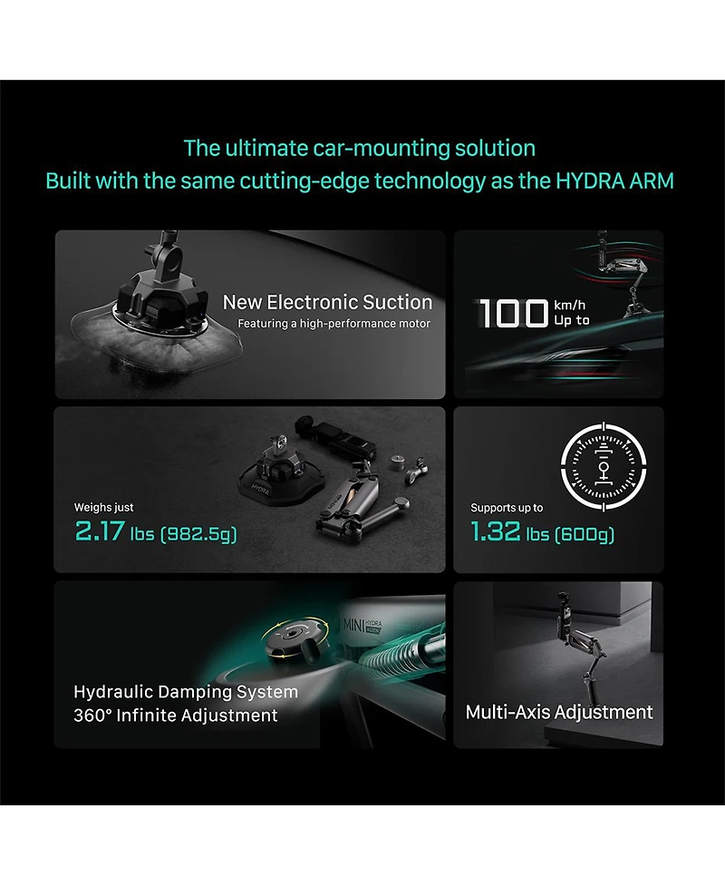 Tilta Hydra Alien Mini Electronic Suction Cup Kit, Titanium Gray