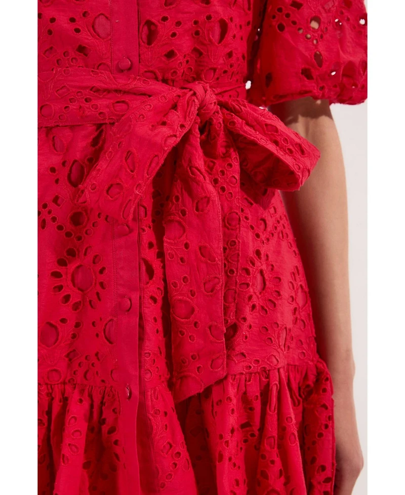 Karen Millen Women's Woven Tie Waist Mini Dress
