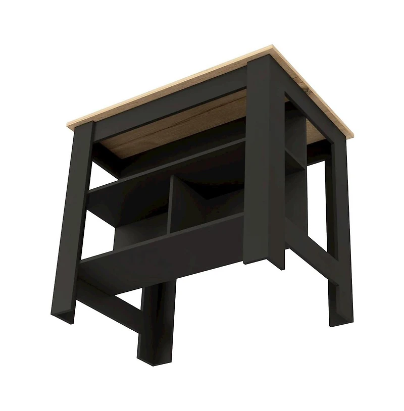 Tuhome Cala Kitchen Island Black / Light Oak Mdf