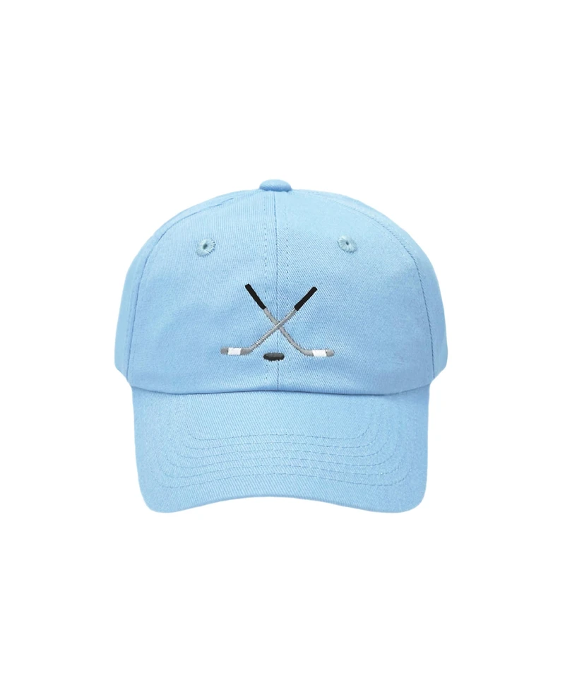 Bits & Bows Toddler Hockey Baseball Hat in Blue