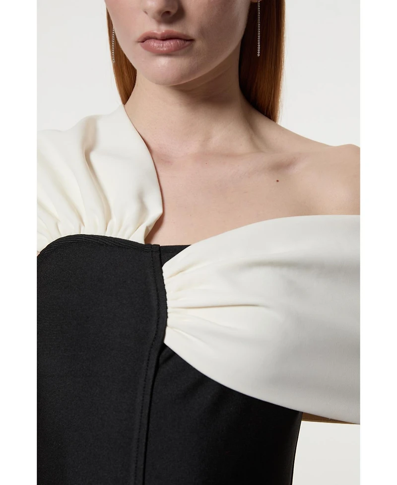 Karen Millen Women's Asymmetric Strap Knit Midi Dress