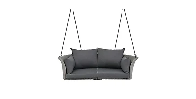Flynama 51.9 Inch 2-Person Rattan Swing Chair with 500lb Capacity and Adjustable Ropes
