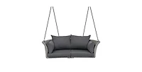 Flynama 51.9 Inch 2-Person Rattan Swing Chair with 500lb Capacity and Adjustable Ropes