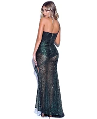 Miss Circle Women's Umme Sequin Emerald Green Gown