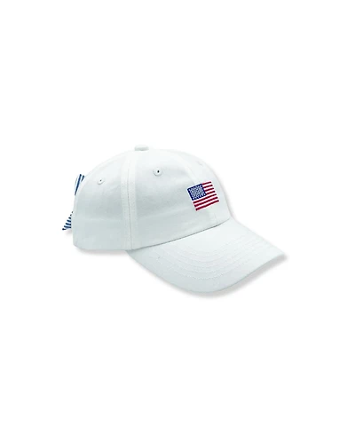 Bits & Bows Girls' American Flag Bow Baseball Hat in White
