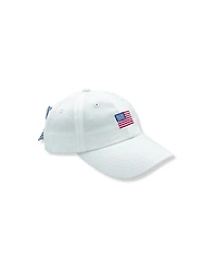 Bits & Bows Girls' American Flag Bow Baseball Hat in White