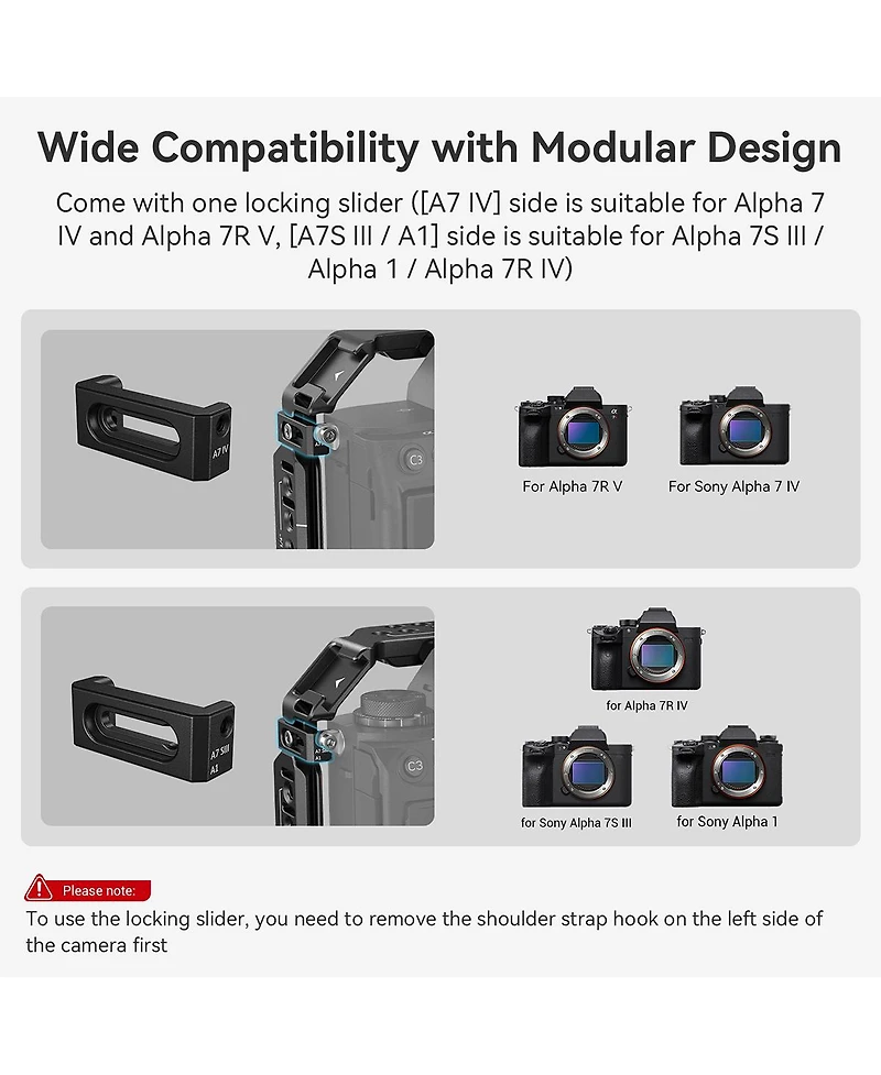 SmallRig 3667B Full Camera Cage for Sony Alpha 7R V/7 Iv/7S Iii/1/7R Iv