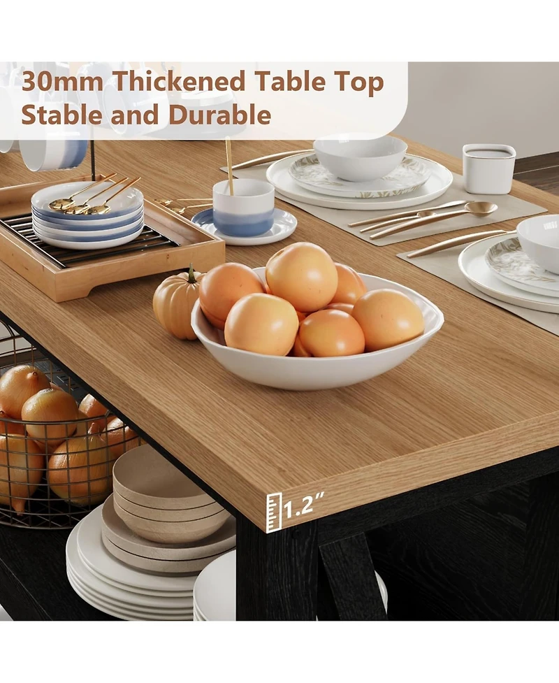 gaomon Wooden Kitchen Island with Power Outlet & Led Lights