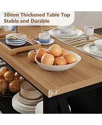 gaomon Wooden Kitchen Island with Power Outlet & Led Lights