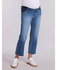 Motherhood Maternity Women's Under the Belly Wide Leg Crop Jeans