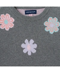 Andy & Evan Toddler/Child Girls Floral Intarsia Sweater