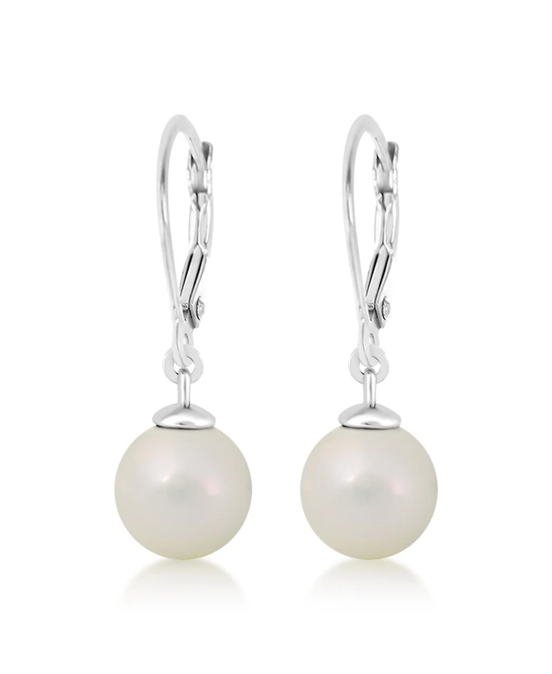 Chanteur/Girl/Pearl White Gold Palladium Plating Leverback Earring