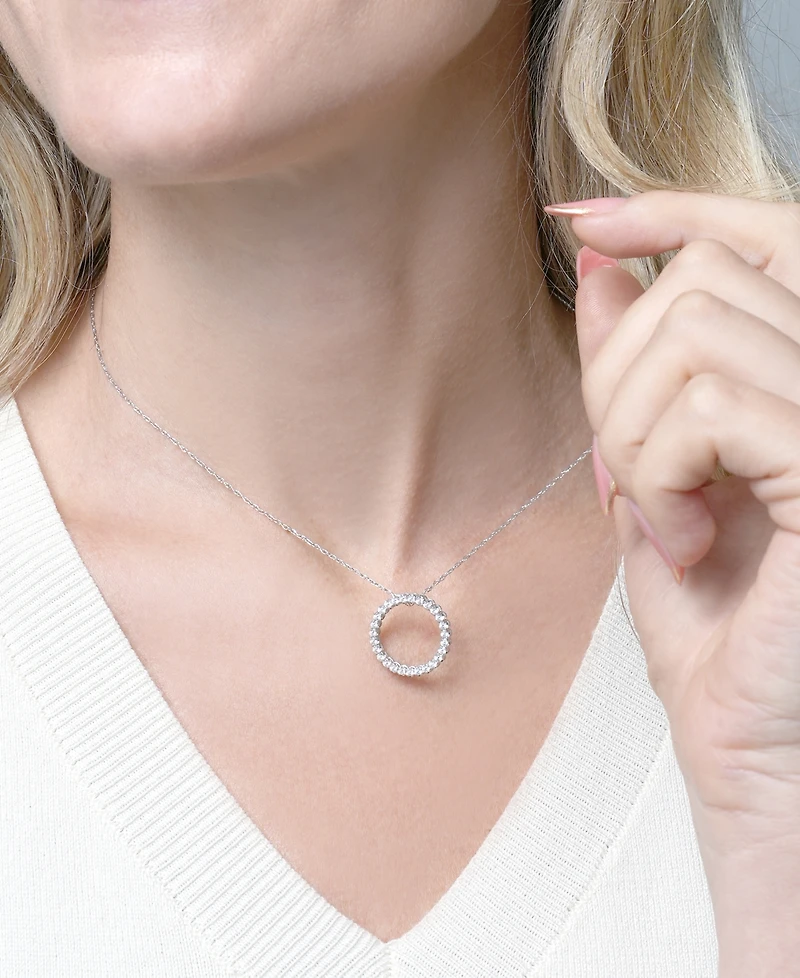 Diamond Circle Pendant Necklace (1/2 ct. t.w.) in 10K White Gold