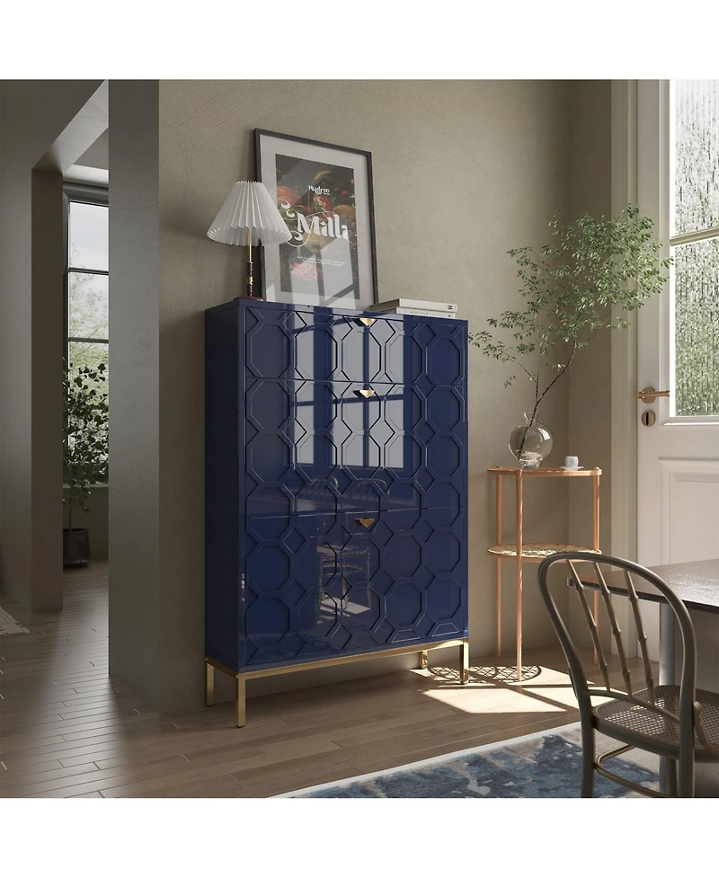Clihome Shoe Storage Cabinet,Modern Cabinet with 3 Flip Drawers,Freestanding Hidden Slim Narrow Rack for Entryway,Hallway,Bl