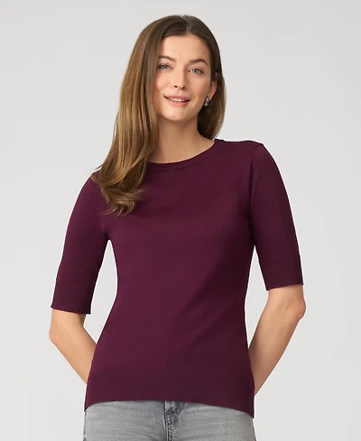 Cable & Gauge Women's Elbow Sleeve Crewneck Sweater