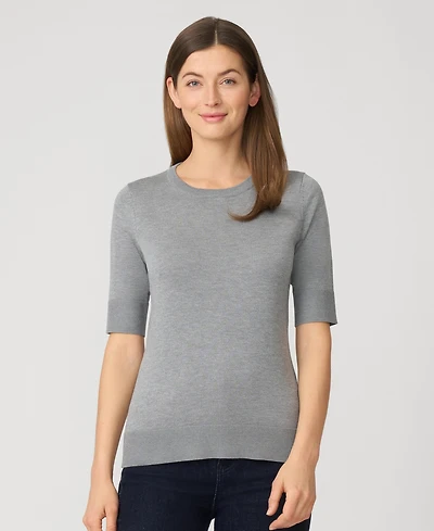 Cable & Gauge Women's Elbow Sleeve Crewneck Sweater