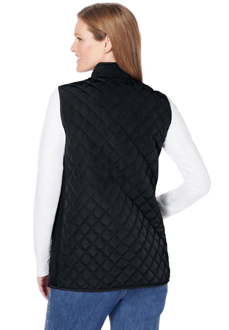 Woman Within Plus Zip-Front Quilted Vest