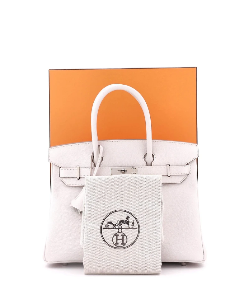 Pre-Owned Hermes Birkin 30 Handbag Light Epsom with Palladium Hardware