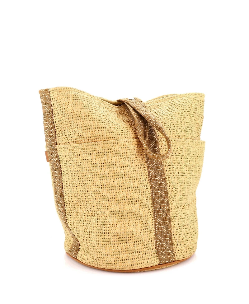 Pre-Owned Hermes Gm Saxo Handbag Woven Straw