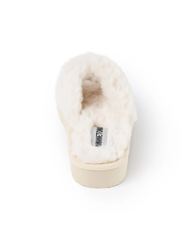 Minnetonka Women's Teddy Crossband Faux Fur Slippers