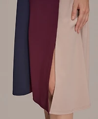 Women's Cap-Sleeve Colorblock Midi Dress