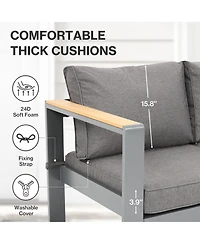 Aoodor Patio Furniture Loveseat - All-Aluminum Sofa Couch with Upgraded Frame, Wider Design, and Thick Cushions for Outdoor Comfort.