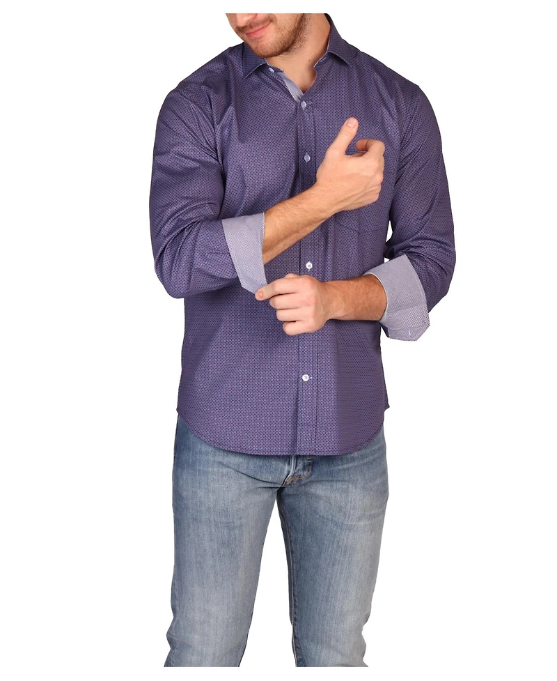 Tailorbyrd Men's Diamond Medallion Long Sleeve Shirt
