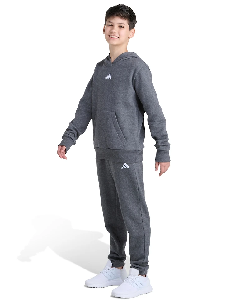 Adidas Big Boys Essential Small Logo Two Piece Fleece Hoodie and Joggers Set