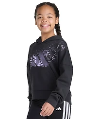 Adidas Big Girls S-xl Long Sleeve Graphic Fleece Pullover Hoodie