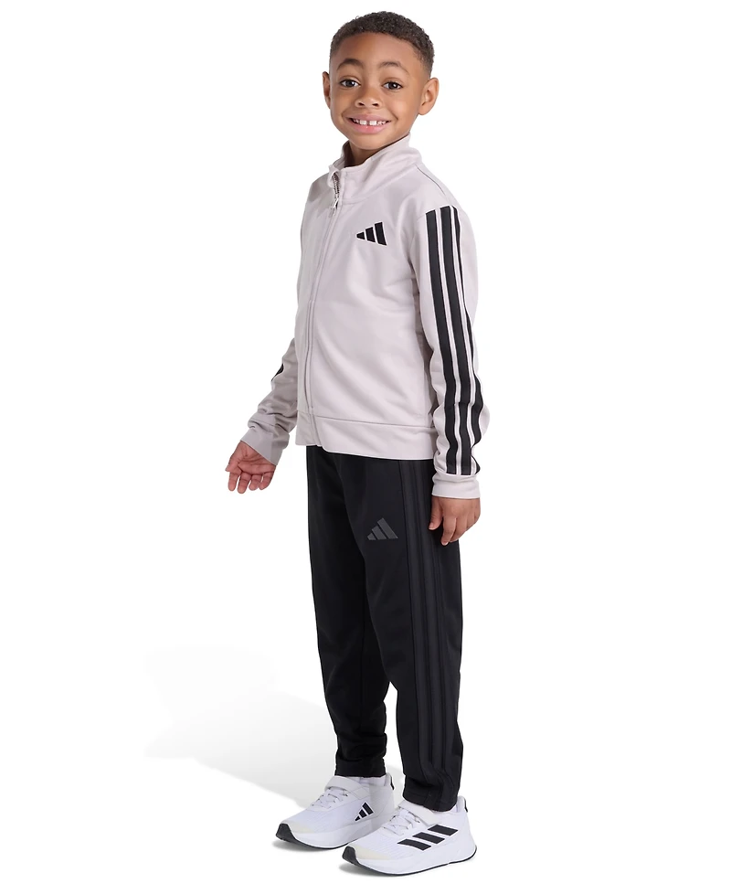 Adidas Toddler and Little Boys 2T-7 Two Piece Long Sleeve, Three Stripes Jacket Jogger Pant Set