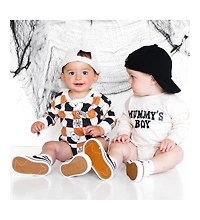 Sweet Wink Baby Boys Boo Checkered Halloween Long Sleeve Romper