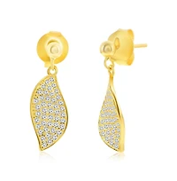 Sterling Silver, Pave Cz Wave Design Necklace & Earrings Set