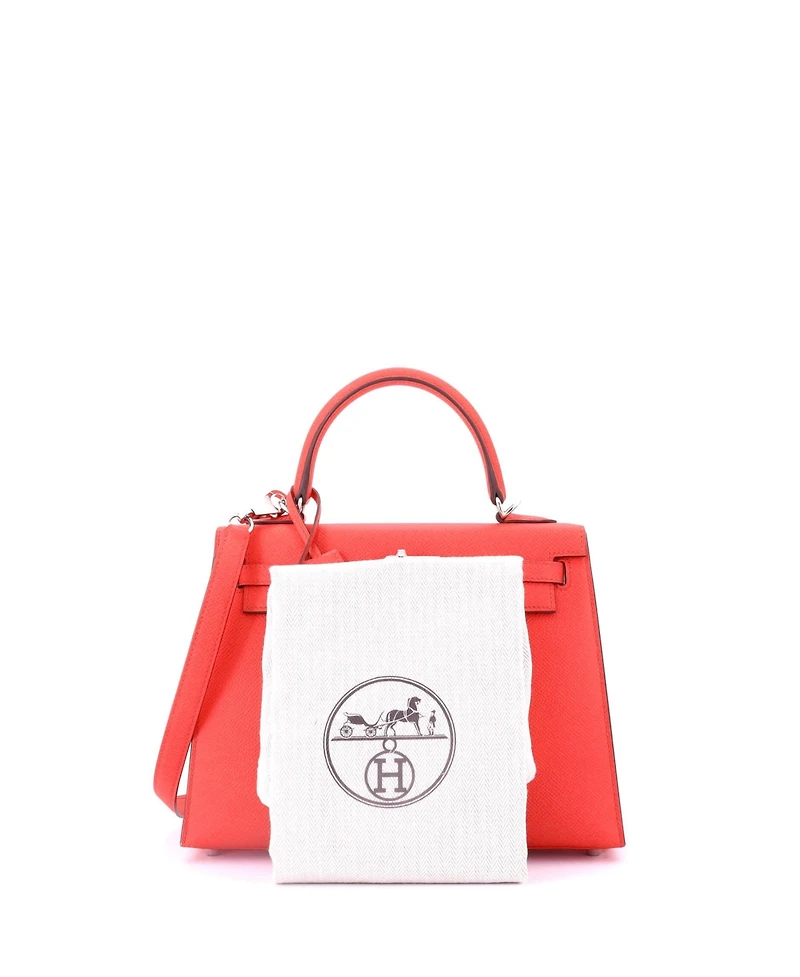 Pre-Owned HERMES Kelly 25 Handbag Verso Epsom with Palladium Hardware