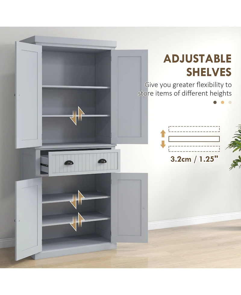 Long-Lasting Kitchen Storage Cabinet with Doors and Shelves for Pantry Organization