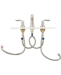 gaomon Bathroom Sink Faucet, 8 Inch Widespread Bathroom Faucet with 2 Lever Handles, 3 Hole Low Arc Basin Sink Faucet with Pop-Up Drain and Cupc Water