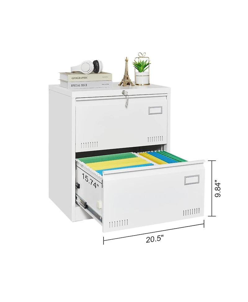 Filing Cabinet Lateral File Cabinet 2 Drawer with Lock Metal File Cabinets Three Drawer Office Cabinet for Legal/Letter/A4/F4