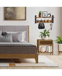 Sorbus Inch Floating Wall Shelf with 5 Heavy Duty Hooks – for Entryway, Bathroom, Bedroom, Kitchen