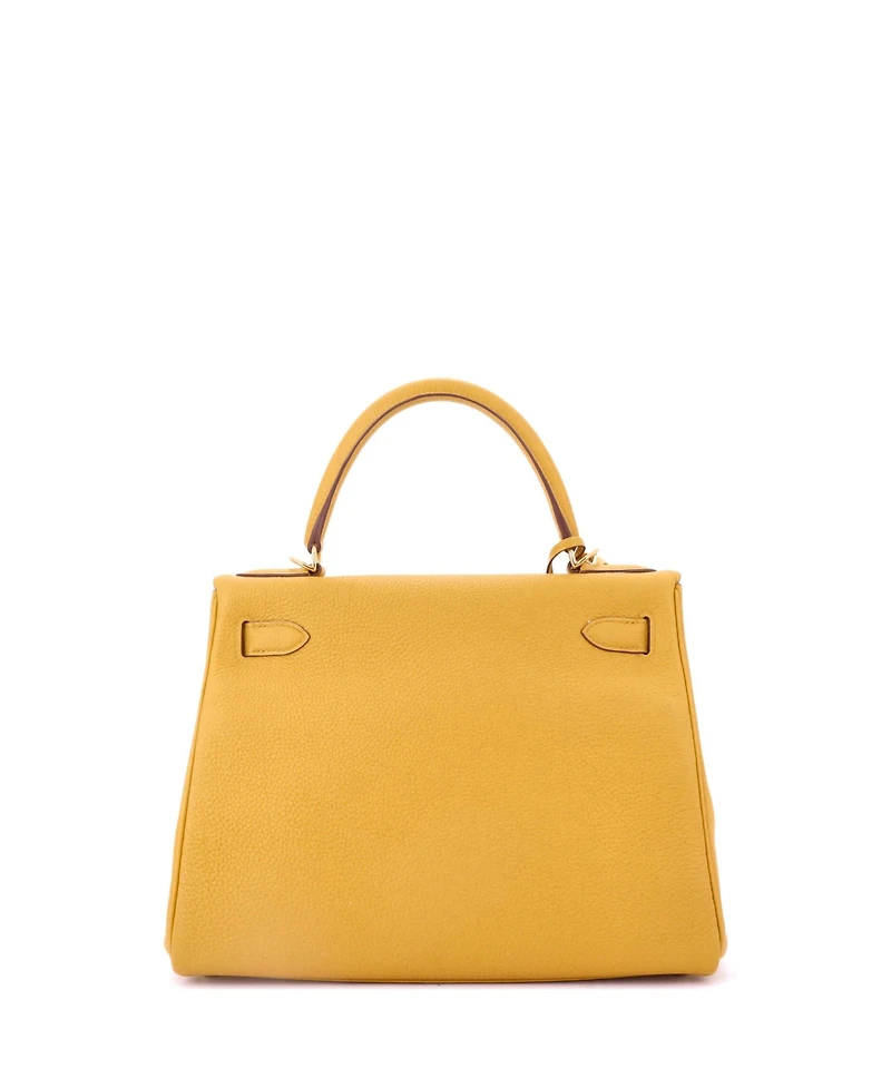 Pre-Owned Hermes Kelly 28 Handbag Yellow Togo with Gold Hardware
