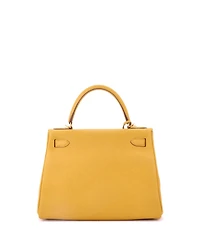 Pre-Owned Hermes Kelly 28 Handbag Yellow Togo with Gold Hardware