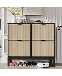 gaomon Shoe Storage Cabinet with 4 Flip Drawers, Wooden Shoe Organizer with Legs, Freestanding Hidden Shoe Rack for Entrance, Foyer, Hallway