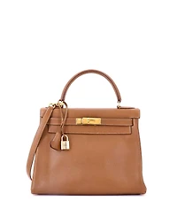 Pre-Owned Hermes Kelly 28 Handbag Brown Courchevel with Gold Hardware